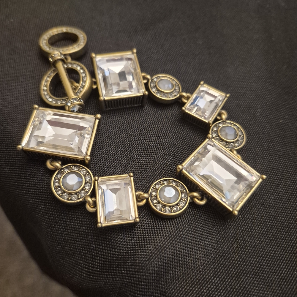 Elegant Heidi Daus "Fancy Cut" Gold and Grey Crystal Bracelet